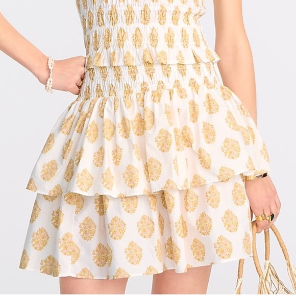 NWT J. Crew Smocked Waist Cotton Mini Skirt - Picture 2 of 9